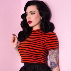 Bad Girl Crop Top in Orange and Black Stripes